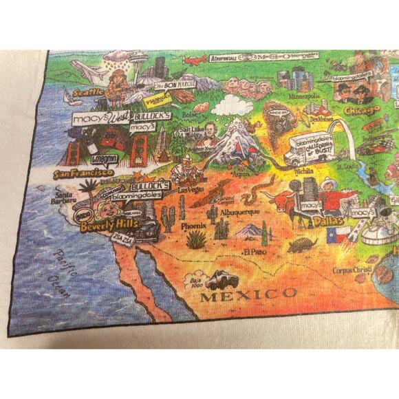 VTG Rare Macys Federated Department Store T-Shirt L  Map Of Stores *Small Rip* - Picture 3 of 14
